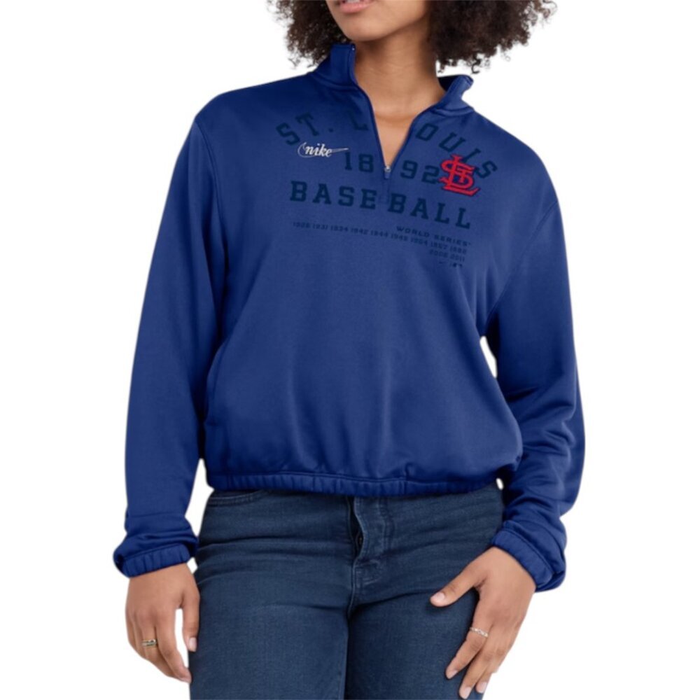 Nike St Louis Baseball Cooperstown Collection Navy Blue Cropped Sweatshirt